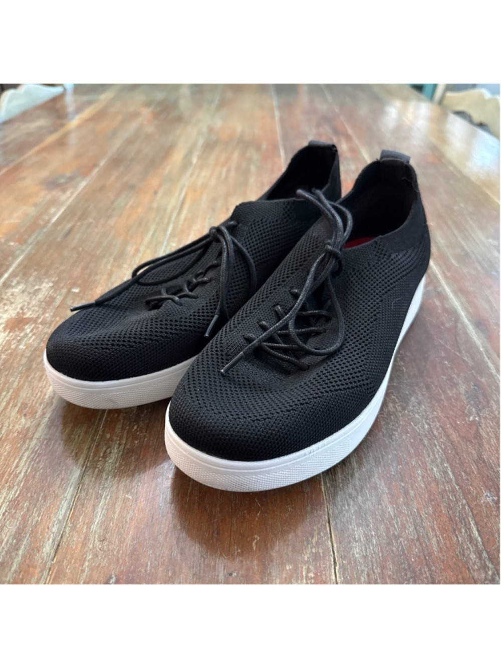 FitFlop Super-Q Women's Black Knit Slip-On Sneakers with iQushion Sole Size 9